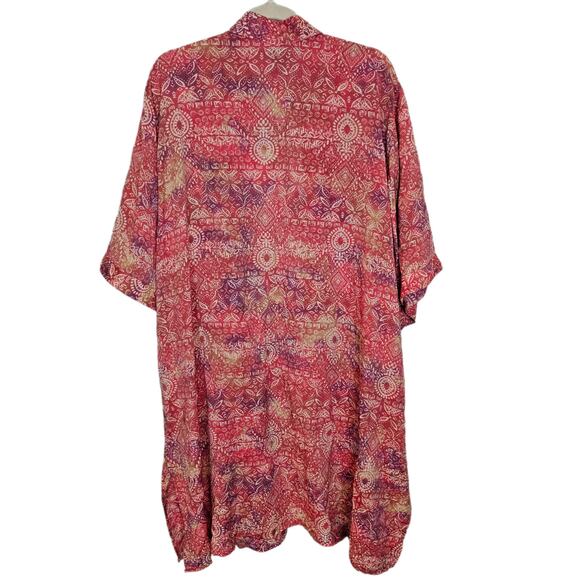 Catherines Kimono Plus Size Open Front Kimono Plus Size Floral Kimono 3X Red - Picture 5 of 7